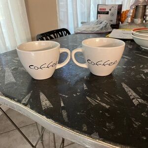 Elegant White Coffee Mugs with Script Design